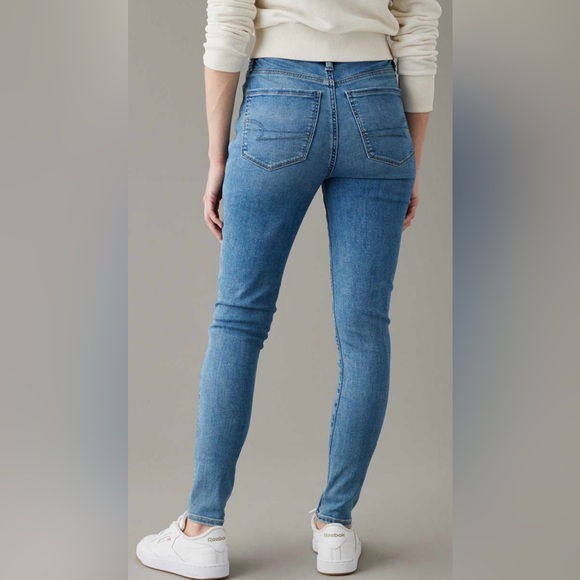 AEO 🦅 Super Stretch Jegging in Waterfall Blue size 10 Extra Long - Picture 3 of 16